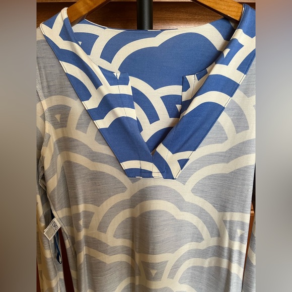 Diane Von Furstenberg Dress Reina Sky Blue White Print Size 10 - Picture 11 of 16